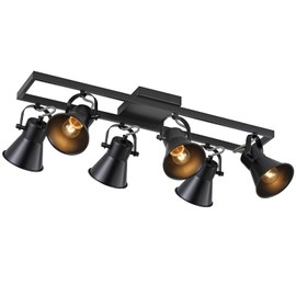 Modern Kitchen Track Lighting Fixtures Ceiling,Black 6 Light Track Lighting with Rotatable Light Heads,Industrial Ceiling Spotlight for Kitchen Living Room Laundry Entrance.