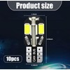 Nowkont Pack-10 Car T10-8SMD LED Bulb, 12V 5730 360 Degree