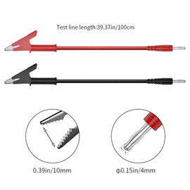 CZJZDZ 2pcs Banana Plug to Alligator Clip Test Lead Cable Line Wire, 4mm Banana Plug for MultiMeter, Electrical Test Jumper Wire 100cm/3.3ft J.70056C