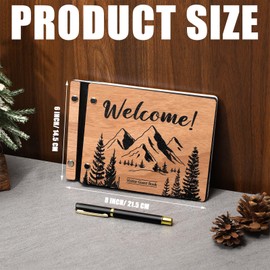 Skyygemm Visitor Wooden Guest Book with Pen 8 x 6 Inches 120 Pages Memory Scrapbook Rustic Signature Party Sign in Book Xmas Gift for Couple Guests Book