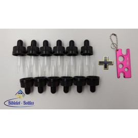 5ML Glass Eye Droppers with Child Safety Lock Cap, Compatible with doTerra & Young Living Oil Bottles 5ml (Pink, 12)