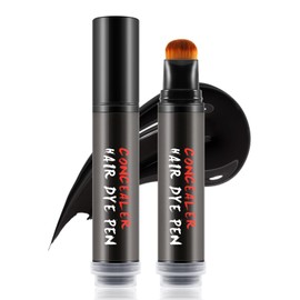 GEUUFEA Hair Root Touch Up Pen, Temporary Gray/White Hair Coverage for Women & Men, Semi Permanent Hairline Powder Stick, Washable and Portable (Black, 20ML)