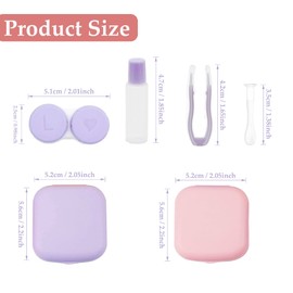 Leak-proof travel contact lens case set for home and travel, A-pink purple, Fashion