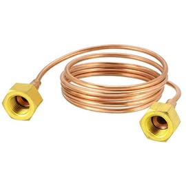 uxcell Refrigeration Tubing, 1/8" OD x 3.3Ft Length Copper Tubing Soft Coil with Metal Brass Tube Fitting