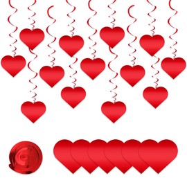 12 Pcs Heart Decorations Valentine's Day Hanging Swirls Red Streamers Ornament Ceiling Home Wedding Birthday Party Supplies
