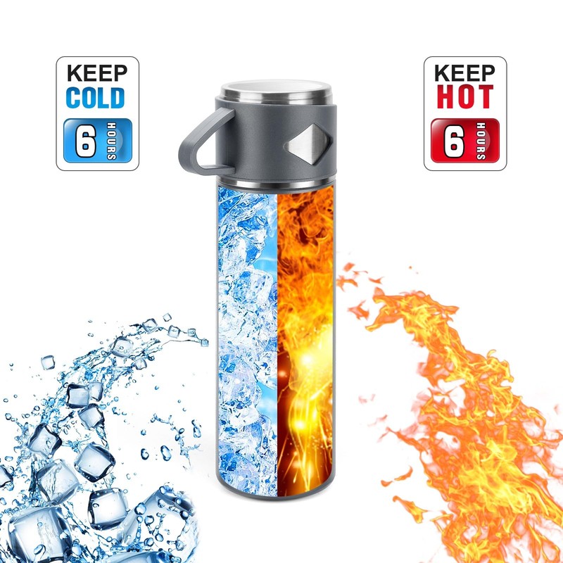 Vacuum Insulated Flask 700ml/23.6oz Stainless Steel Thermo Bottle with Cup
