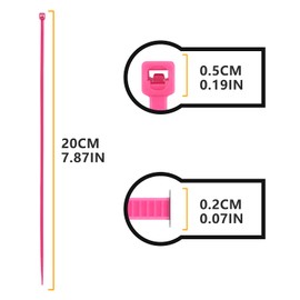 BOROLA Colorful Cable Zip Ties, 100 Packs Self Locking Wire Ties, Perfect for Home, Office, Garage and Workshop (Pink, 8 Inch)