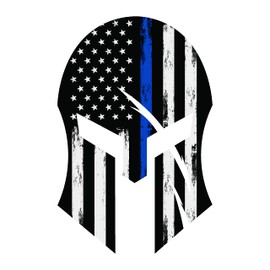 GRIT KULTURE Spartan Helmet 5.5" x 4" Decal Sticker for Cars, Trucks, Police Thin Blue Line, American Flag, Blue Lives Matter