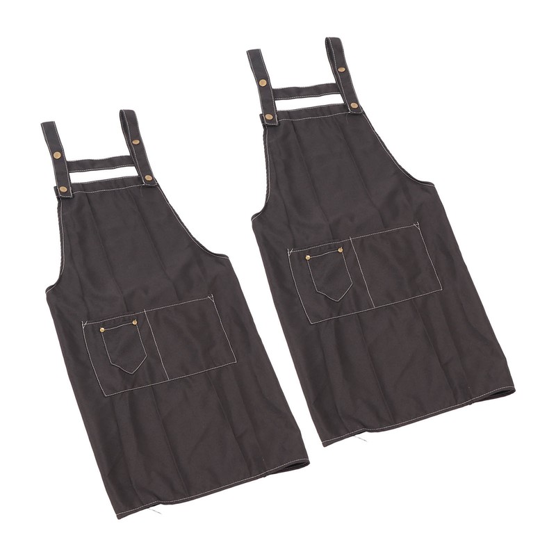 2 Pcs Black Cotton Apron Kitchen Breathable Oil Resistant Apron