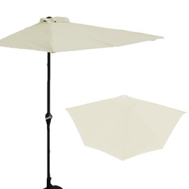 Semi-Circular Parasol, 2.7 m Cover UV Protection, Half Parasol for Balcony, Patio Umbrella, Small Parasol for Balcony, Suitable for Gardens, Patios, Courtyards (Umbrella Lid Only) (Beige, 2.7 m)