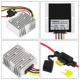 HOMELYLIFE 20A 240W DC 36V/48V to 12V Voltage Converter with Fuse Step Down Regulator Buck Reducer Power Converter Waterproof Transformer for Golf Cart
