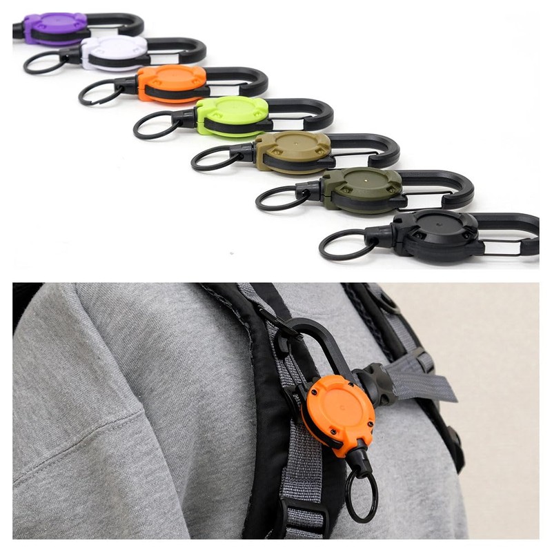 BEEL Veil Reel Key Chain, Carabiner, Extendable, Reel Type, 23.6