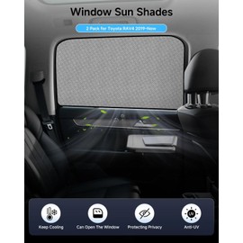 Car Window Shade for Toyota RAV4 2019-Now,2 Pack UV & Glare Protection, Breathable Privacy Screen, Insect & Bug Blocker Magnetic Mesh Side Rear Sun Shades for Baby Camping, Napping & Travel