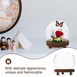 MAGICLULU Clear Glass Cloche Globes Display Dome Bell Jar with Wood Base 10cm DIY Snow Globe Kit Craft Keepsake Globe Display Case Terrarium for Preserved Flower Plant Succulent