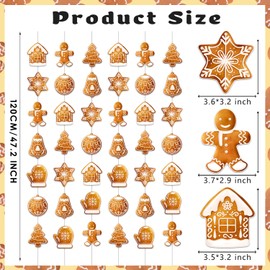 Christmas Gingerbread Garland Banner 8PCS Snowflakes Gingerbread Theme Party Decorations Gingerbread House Christmas Tree Hanging Cutout Garlands Banners for Xmas Holiday Birthday Party Supplies