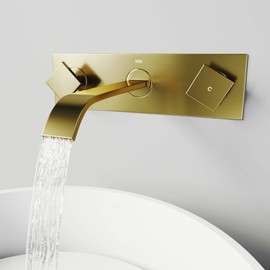 VIGO Titus Two Handle Wall Mount Bathroom Faucet in Matte Brushed Gold-VG05002MG