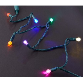 Vickerman 50 luces LED multicolor cable verde G12 juego de conexión final con espaciado de 6 pulgadas y 25 pies de longitud