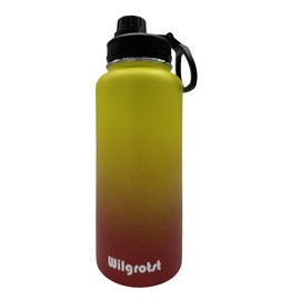 Wilgrotst 32 oz Insulated Water Bottles, Wide Mouth Bottle with Straw, Double Walled Stainless Steel Water Bottle with 3 Lids and Handle for Outdoor Camping, Cycling, Gift Box (Yellow Brown)