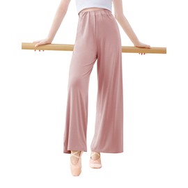 Daydance Modal Teen Girls Palazzo Pants for Dance, Wide Leg Sweatpants for Ballet, Work Out, Yoga Pink