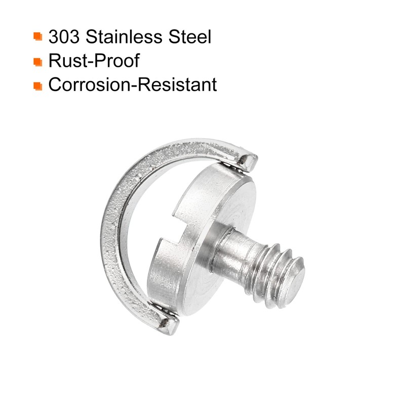 PATIKIL 1/4-20 Thread 12mm Length D-Ring Stainless Steel Camera Fixing