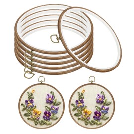 PATIKIL 8inch Embroidery Hoop, 6pcs Cross Stitch Hoop Rubber Imitated Wood Circle Frame Ring for Embroidery Art Craft Sewing Ornaments Hanging Decoration