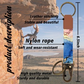 Cute Keychain Clip Cool Keychains Lanyard for Women and Men Carabiner Clip for Keys & Wallet with Key Chain Rings (Pink Blue Marble)