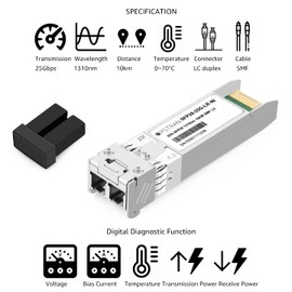 OPSTRAN 25GBASE-LR SFP28 Optical Transceiver Module Compatible with Intel E25GSFP28LRX 25G SFP28 1310nm 10km DDM Duplex LC SMF