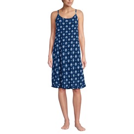 Lands' End Women's Plus Size Cooling Knee Length Slip Nightgown 3X Deep Sea Navy Large Foulard