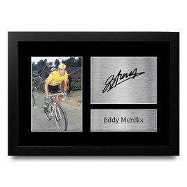 HWC Trading FR A4 Eddy Merckx Gifts Signed Autograph Cycling Memorabilia Fans - A4 Framed