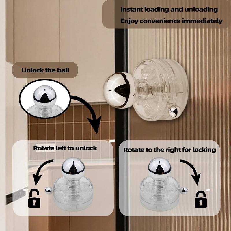 Powerful Suction Cup Glass Mirror Door Handle, Bathroom Shower Grab