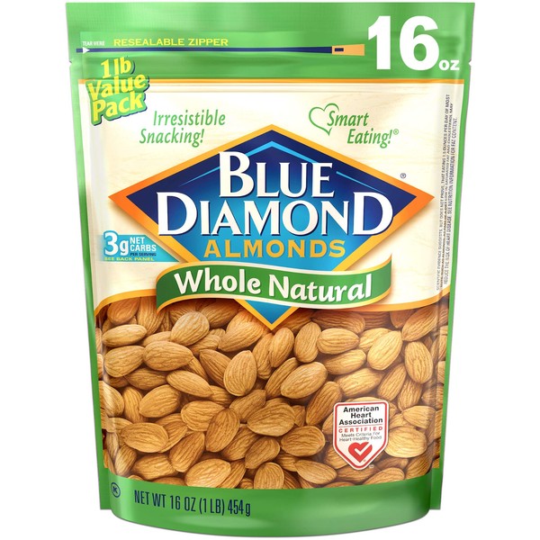 Blue Diamond Almonds Whole Natural, 16 oz.