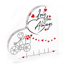 Heart Shaped Acrylic Plaque with Love Design,Love Gift for Her, Commemorative Gift for Him and Her, Cute Ornament for Girlfriend, Couple Gift