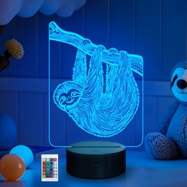 CoolGift Mart Sloth Night Light, 3D LED Optical Illusion Sloth Lamp with Remote Control and Timer, Christmas Birthday Gifts for Sloth Lovers, Children, Adults