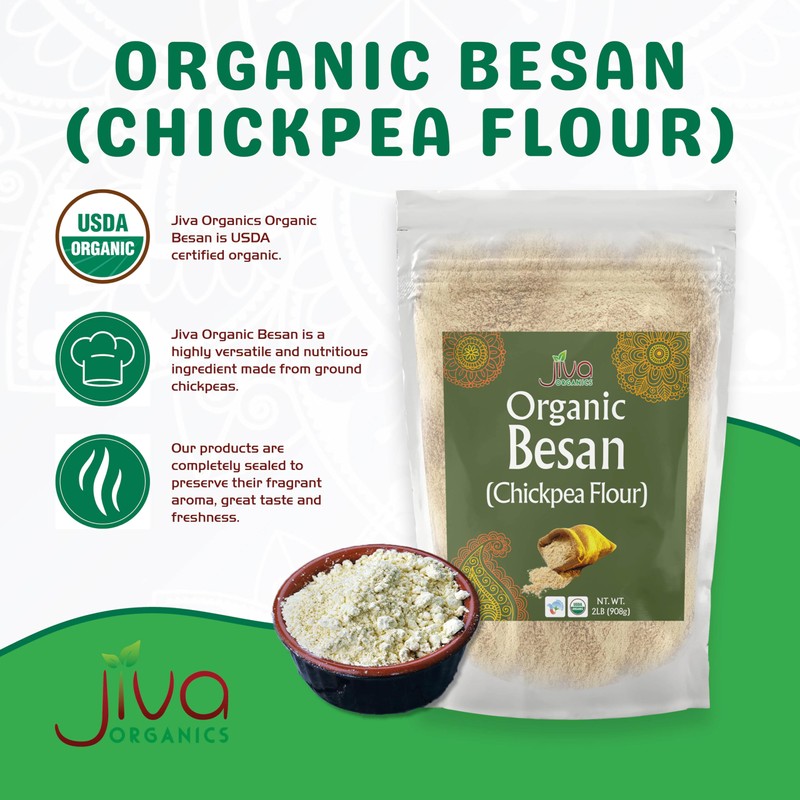 Jiva Organics Organic Chickpea Flour, Besan 2 Pound - Non-GMO,