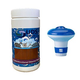 SUDS-ONLINE 50 x 20g Multifunctional Chlorine Tablets + Floating Dispenser for Pools Spa Hot Tub