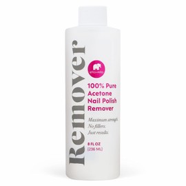 ella+mila 100% Pure Acetone Nail Polish Remover - Professional Strength Gel & Acrylic Nail Remover - Fingernail Polish Soak for Dip Powder, Glitter & Artificial Nails (8 fl oz)