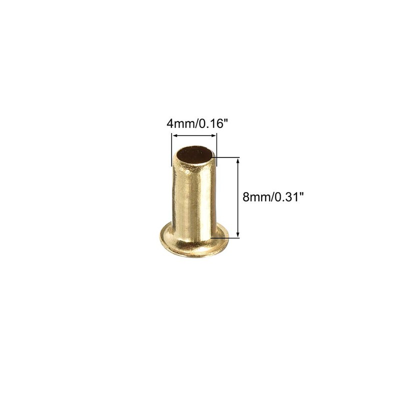 uxcell Hollow Rivet,4mm x 8mm Through Hole Copper Hollow Rivets