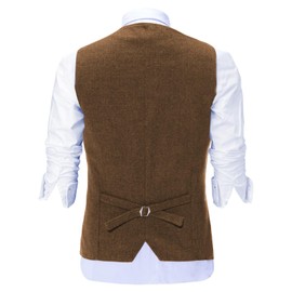 Solovedress Mens Vintage Waistcoat Tweed Wool Regular Fit Suit Vest for Wedding Groomsmen(Brown,XXXL)