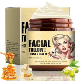 Whipped Beef Tallow and Honey Balm, Beef Tallow For Skin Care | Beef Tallow Face Moisturizer Grass Fed Grass Finished Face Cream, Organic Moisturizing Cream for Face & Body Lotion Skin Care