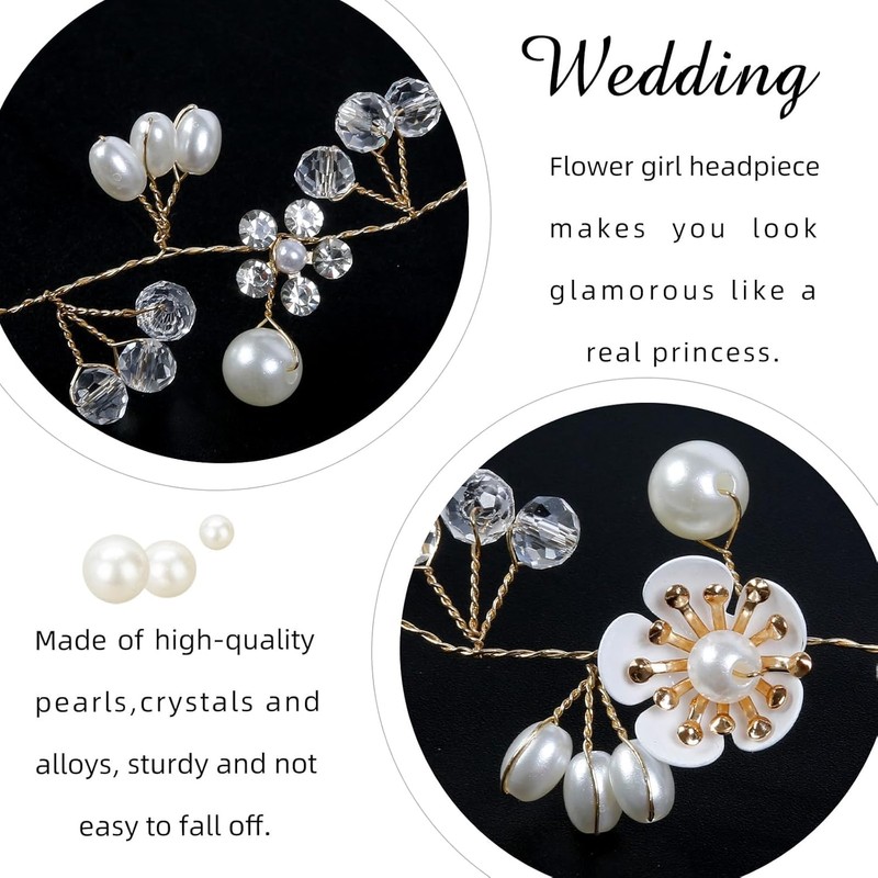 WOVOWOVO Flower Girl Hair Accessory for Wedding, Flower Girl Crown