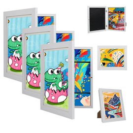 Orankay 3Pack Kids Art Frame - Kids Artwork Frames Changeable,Front Opening Holds 150,8.5x11 Children Art Work Frames for Kids Art,White Rows Kid Art Picture Frame With Storage for Display Photo