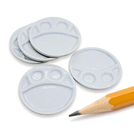 ChangThai Design 1½" Diameter Five Sectional Round Serving Tray Set Of 5 Pieces Tiny Tableware - Miniature Plate Bowl Crockery Kitchen Utensil Hand Made Painted Porcelain Clay Decorative Collectible