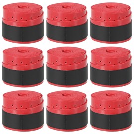 PATIKIL 43.3 Inch Tennis Racket Grip Tape, Pack of 9, Overgrip, Perforated, Absorbent, Non-Slip for Badminton Fishing Rod, Red