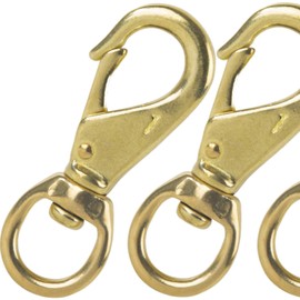Faneta 3-1/4 inch Solid Brass Swivel Snap Hooks Clips with 3/4 inch Swivel Eye, #1, for Scuba Diving, Flag Pole, Lines, Bags, Belting, Leashes, Straps, etc. (Pack of 4)