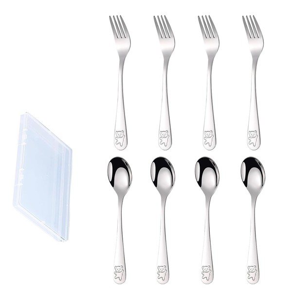 Kinderbesteck, Besteck-Set aus Edelstahl, 4 Löffel und 4 Gabeln, ideal