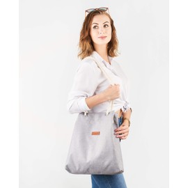 Bvani Large Women's Canvas Tote Bag with Pockets and Beach Handles - Shopper Bag - ash grey, size: m