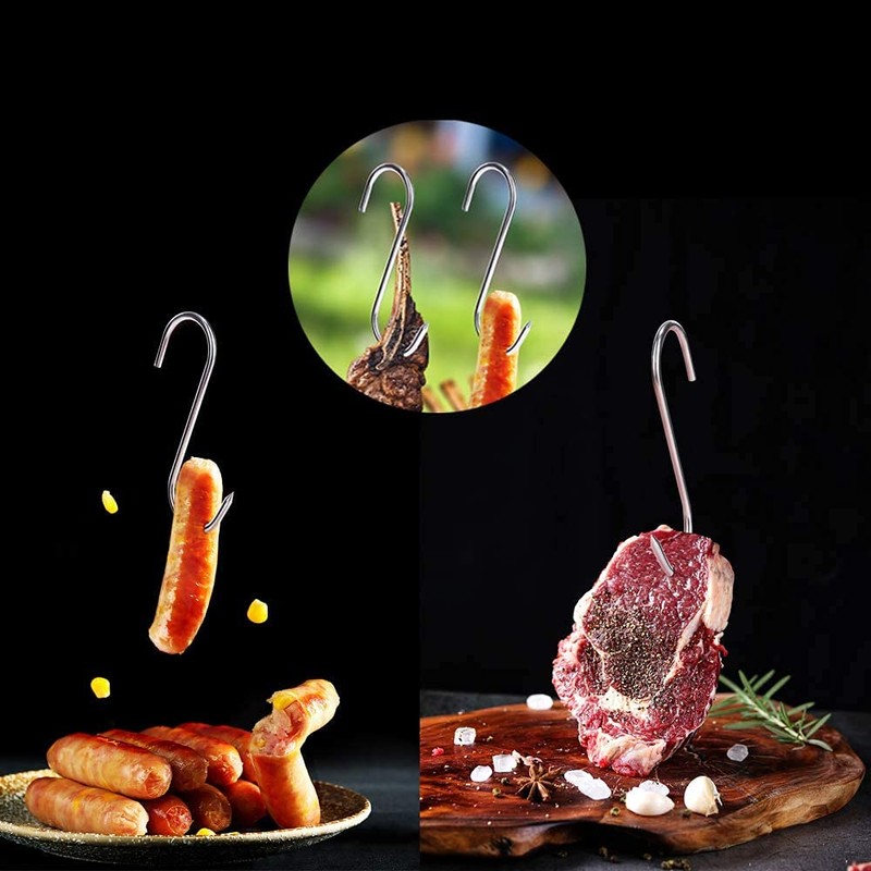 Meat Hooks 4'', Stainless Steel Butcher's Hook(10Pack), Meat Hook Tool