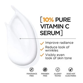 L'Oreal Paris Revitalift 10% Suero de Vitamina C Pura para la Cara para una Piel Más Brillante y con Menos Arrugas, Sin Fragancia, 1 onza.