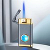 Adjustable Flame Refillable Butane Lighter Lighter, Torch Lighter, Windproof Blue