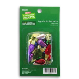 Christmas Crafts Multi-Color Christmas Metallic Light Bulb Flatback Embellishments - 18 Piece